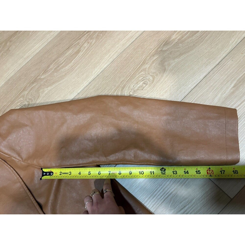 Nasty Gal Collection Faux Leather Blazer Jacket Tan Brown Size US 10 Lined - Picture 7 of 16